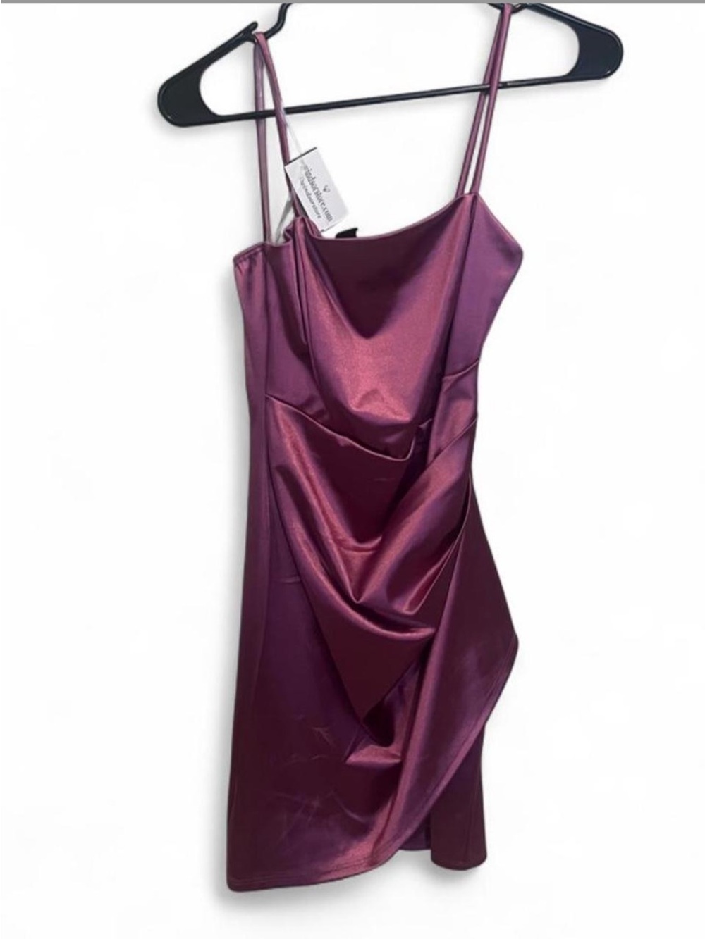 Windsor Plum Satin Cowl Slip Mini Dress